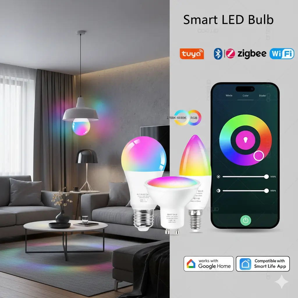 Smart LED Bulb E27/E14/GU10 – WiFi & Zigbee RGB Dimmable, Alexa & Google Compatible italiatechs