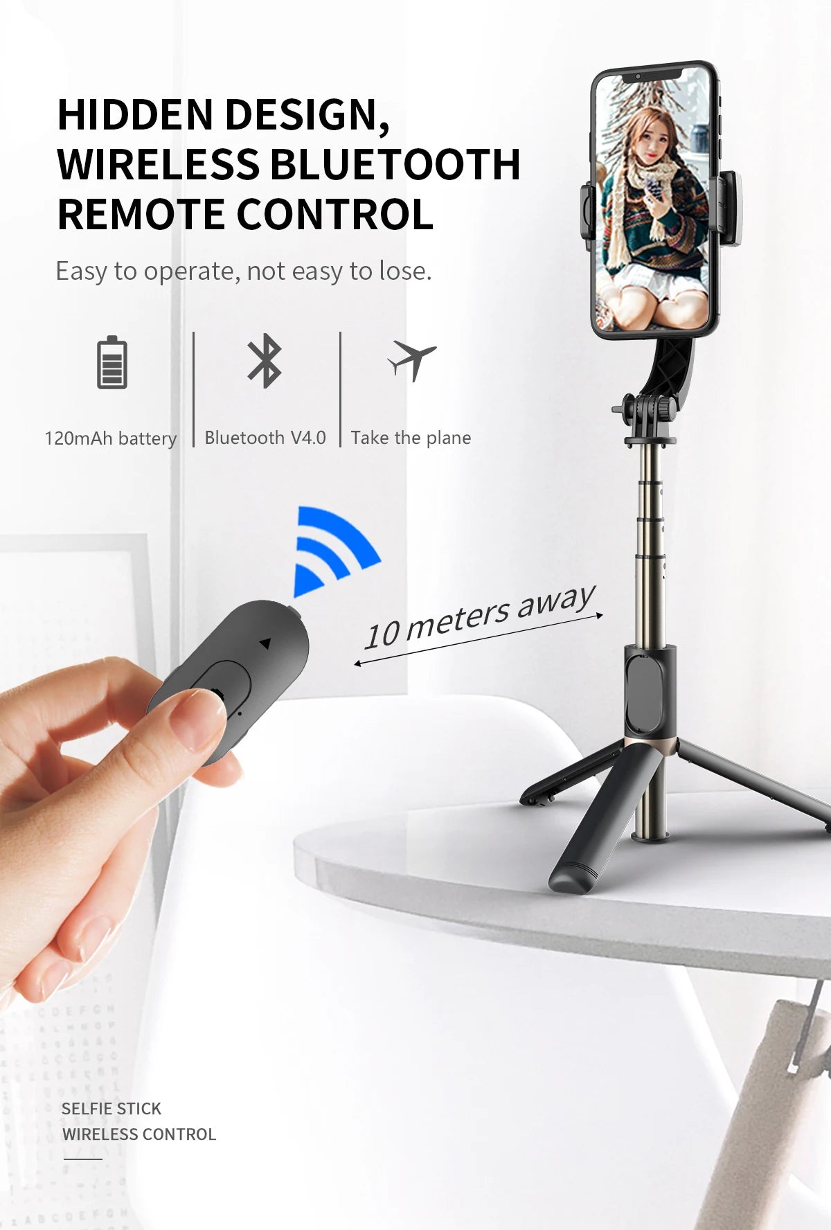 Handheld Gimbal Smartphone Bluetooth Handheld Stabilizer with Tripod Selfie Stick Folding Gimbal for Smartphone Xiaomi iPhone