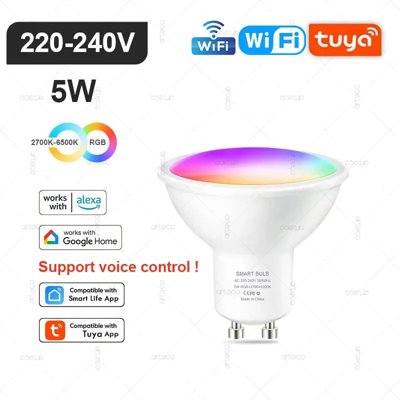Smart LED Bulb E27/E14/GU10 – WiFi & Zigbee RGB Dimmable, Alexa & Google Compatible italiatechs