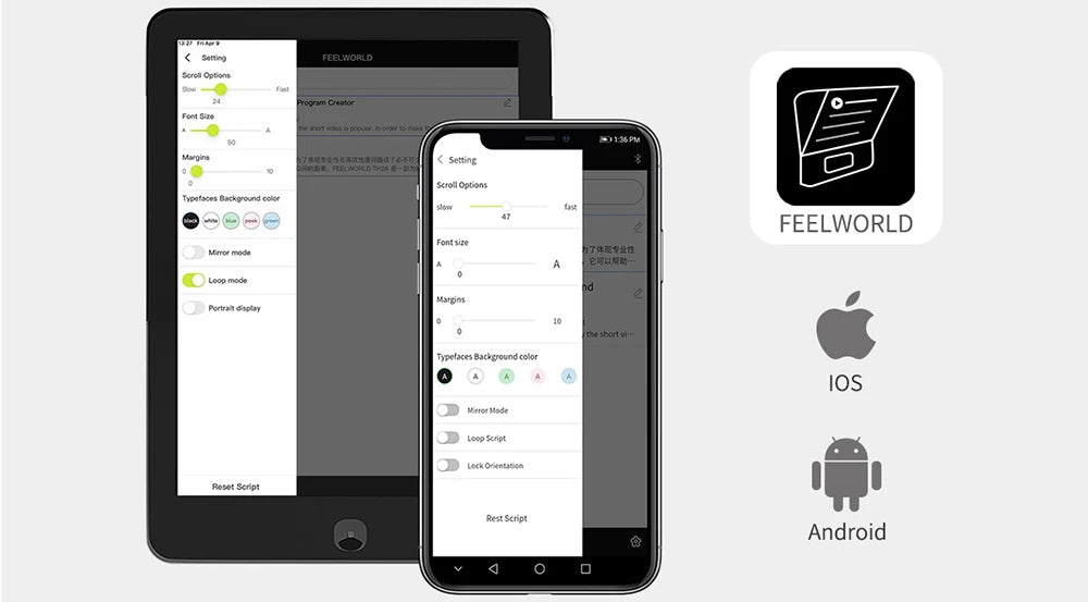 FEELWORLD Mini Teleprompter TP2A 8 inch Portable Supports Under 8"  Smartphone Tablet Prompting Smartphone DSLR Camera Bluetooth