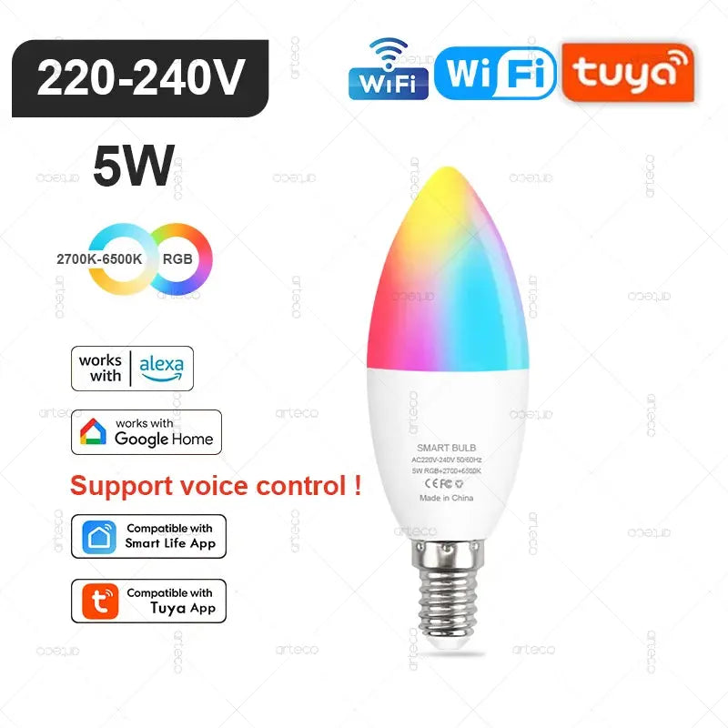 Smart LED Bulb E27/E14/GU10 – WiFi & Zigbee RGB Dimmable, Alexa & Google Compatible italiatechs