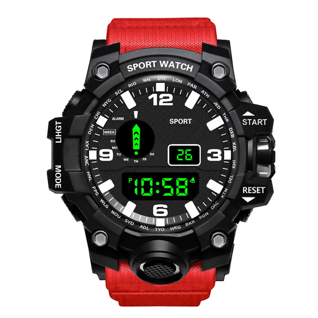 Fashion Men's Watch Sports Electronic Wristwatch Large dial Multifunctional Waterproof Luminous Alarm Kids Male's Military Watch