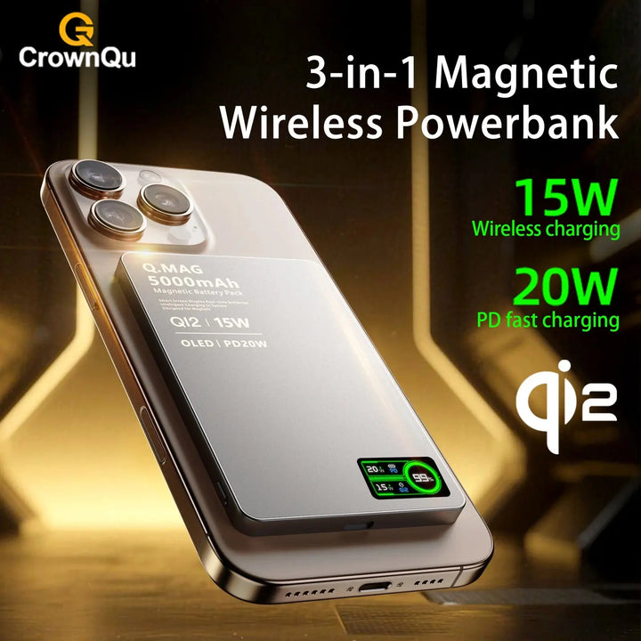 Magnetic Wireless Power Bank – 10000mAh Fast Charging for iPhone & Apple Devices italiatechs