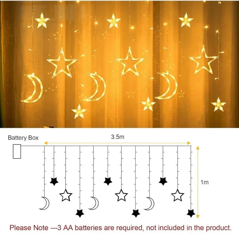 led star moon light LED Star Moon Curtain String Lights 3.5M italiatechs