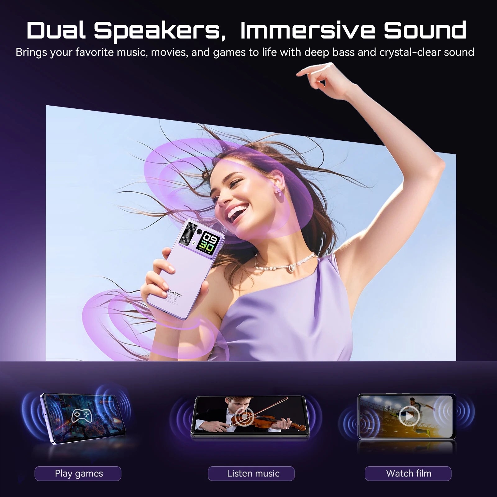 Smartphone Android 15 Cubot P90, 6.88-Inch 120Hz Screen, 24GB RAM+256GB ROM, G100 Octa-core, 2.2GHz, 64MP, 5100mAh,NFC, 4G Phone