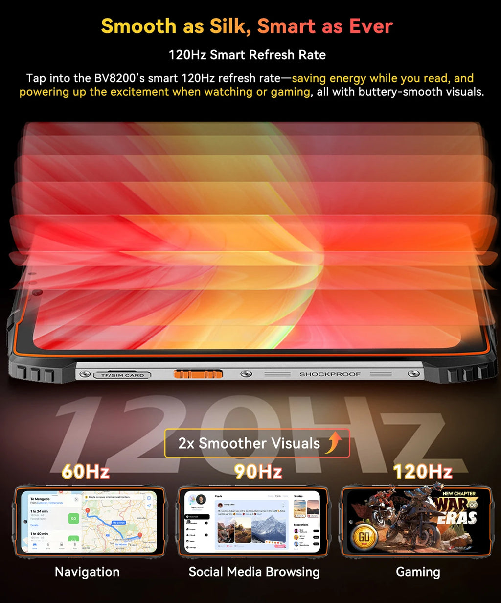 【World premiere】Blackview BV8200  Rugged phone 6.5" 2.4K 120Hz Display Helio G100 12GB 256GB NFC Flashlight Android 14 CellPhone