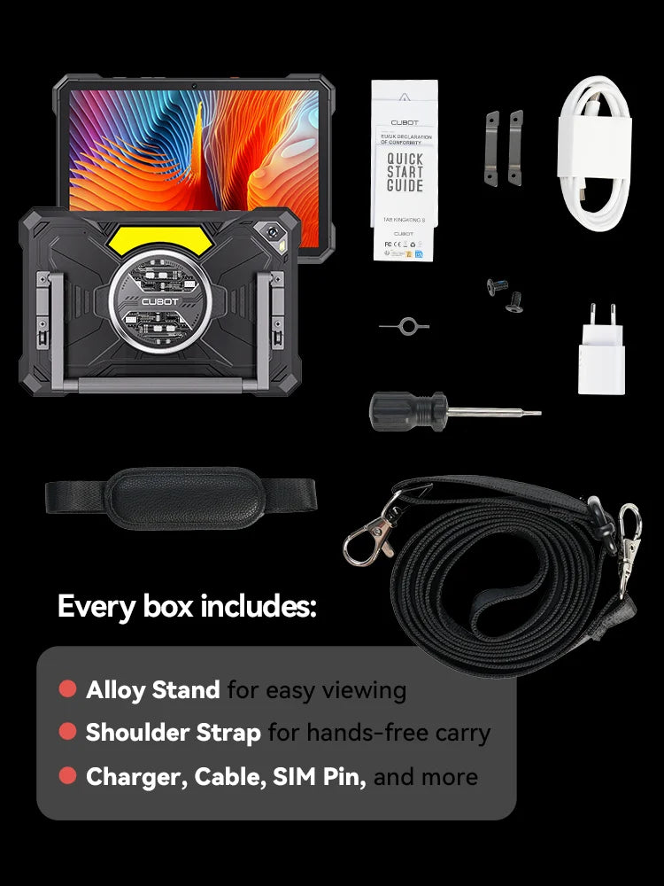 Tablet Android 15 Cubot TAB KingKong S, 15300 mAh Battery, 16GB(6+10), 256GB, 10.1-Inch 90Hz Display, Camping Light, 48MP Camera