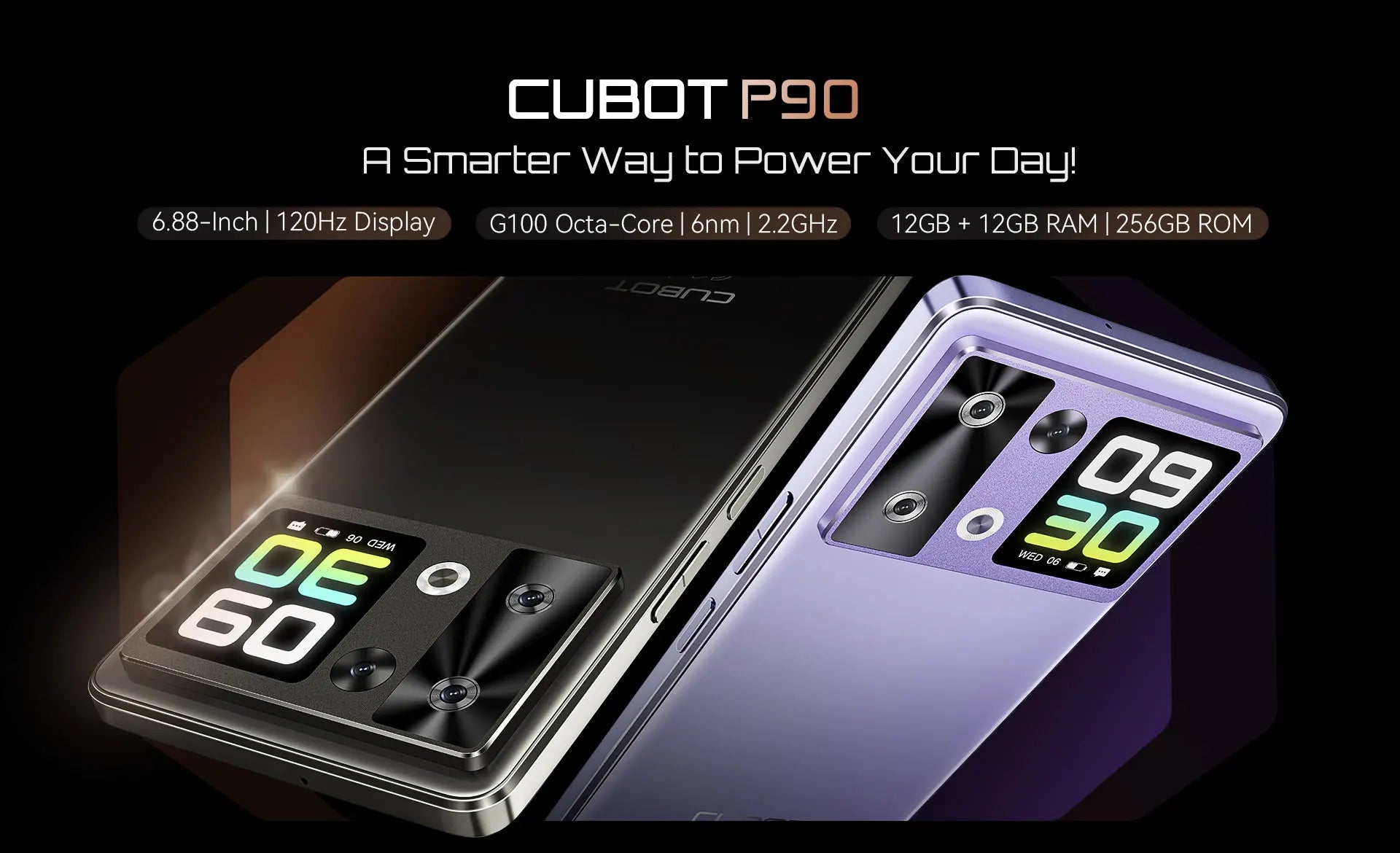 Cubot P90 4G Smartphone Helio G100 Octa-core 24GB+256GB 6.88-Inch 120Hz Display 5100mAh Battery 64MP Camera Android 15 Phone