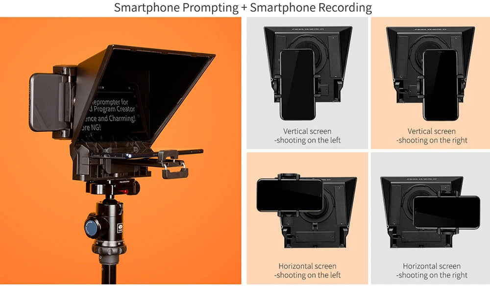 FEELWORLD Mini Teleprompter TP2A 8 inch Portable Supports Under 8"  Smartphone Tablet Prompting Smartphone DSLR Camera Bluetooth