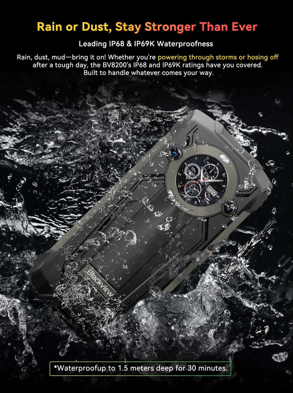 【World premiere】Blackview BV8200  Rugged phone 6.5" 2.4K 120Hz Display Helio G100 12GB 256GB NFC Flashlight Android 14 CellPhone