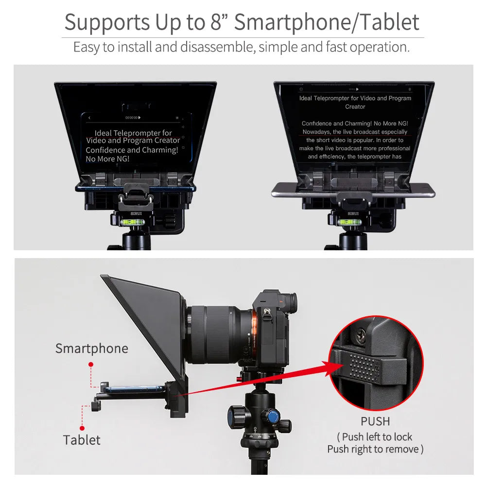 FEELWORLD Mini Teleprompter TP2A 8 inch Portable Supports Under 8"  Smartphone Tablet Prompting Smartphone DSLR Camera Bluetooth