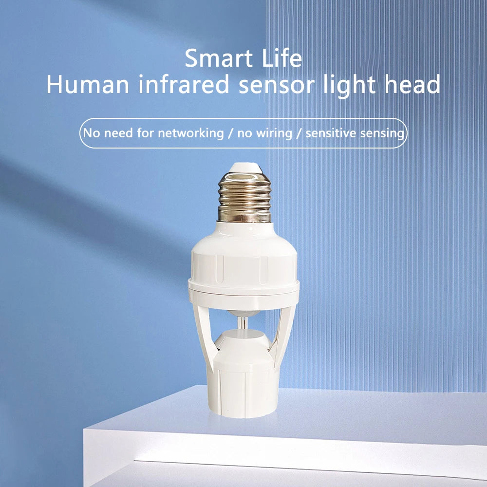 Smart life human infrared sensor light head on a blue background