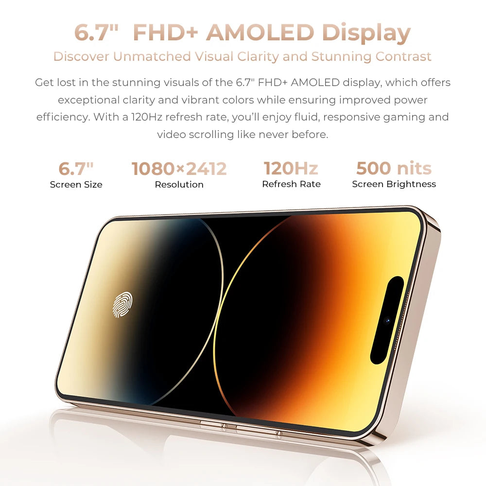 OUKITEL P1 PRO Smartphone Android 15, 6.7-inch FHD+ AMOLED 120Hz, 24(8+16)GB+512GB ROM Dual 4G Cellphone, 5150mAh Battery