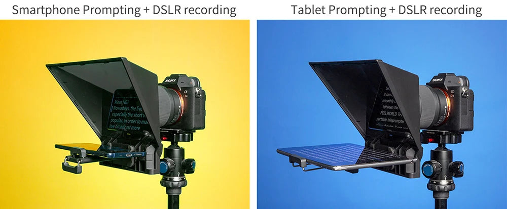 FEELWORLD Mini Teleprompter TP2A 8 inch Portable Supports Under 8"  Smartphone Tablet Prompting Smartphone DSLR Camera Bluetooth