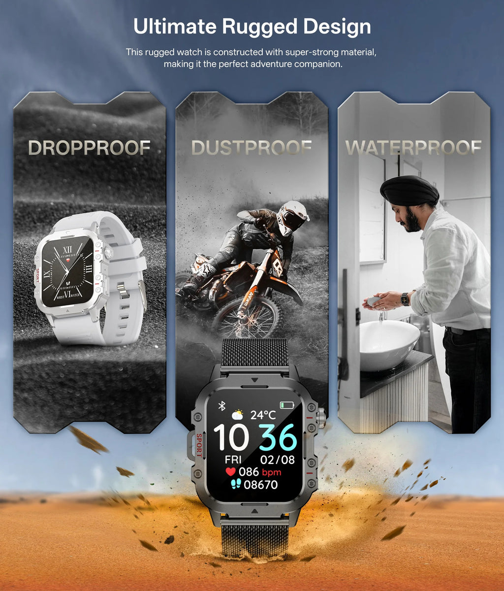 2025 New for Xiaomi Military Smart Watch Men IP67 3ATM Outdoor Sports Fitness Tracker Health Monitor 1.44Inch BT Call Smartwatch