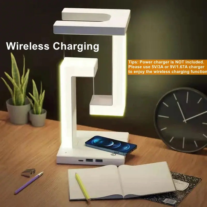 Floating Desk Lamp – Wireless Charger & USB Dock for iPhone italiatechs