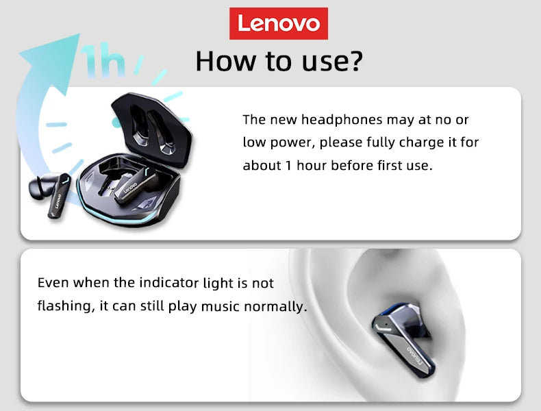 Lenovo GM2 Pro TWS Wireless HIFI Stereo Headset Low Latency Headphones Gaming Music Dual Mode Earbuds Music Sport Headset