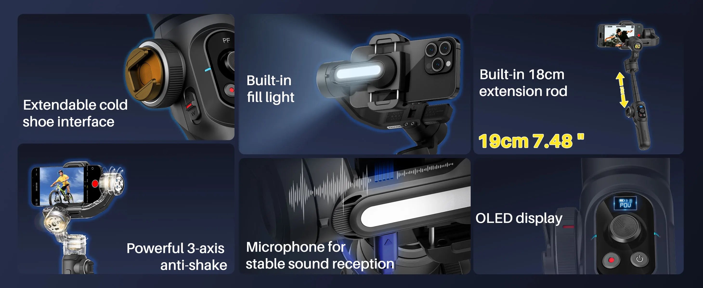 AOCHUAN Smart S2 Smartphone Gimbal Stabilizer with microphone Professional 3-axis Stabilizer For ipohne and Android Smartphone