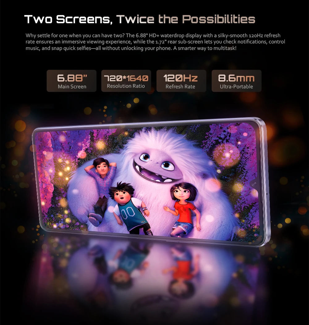 Cubot Android Smartphone P90, G100 Octa-core, 2.2GHz, Dual Speakers, 24GB+256GB, 6.88" 120Hz Screen, 64MP, 5100mAh,NFC, 4G Phone