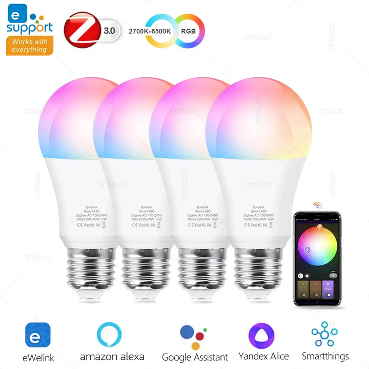 Smart RGB LED Bulb – E27 Voice Control for Alexa & Google Home italiatechs
