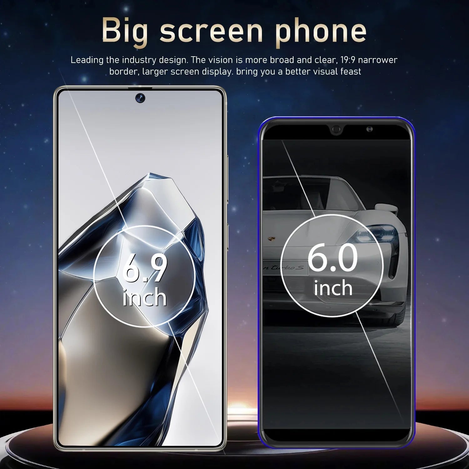 IVMI Global Vision XS25 Ultra Smartphone Android 3GB RAM 16GB ROM 6.9 Inch Dual SIM 4G Network 2+5MP Mobile Phones