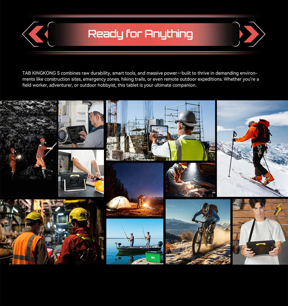 Tablet Android 15 Cubot TAB KingKong S, 15300 mAh Battery, 16GB(6+10), 256GB, 10.1-Inch 90Hz Display, Camping Light, 48MP Camera