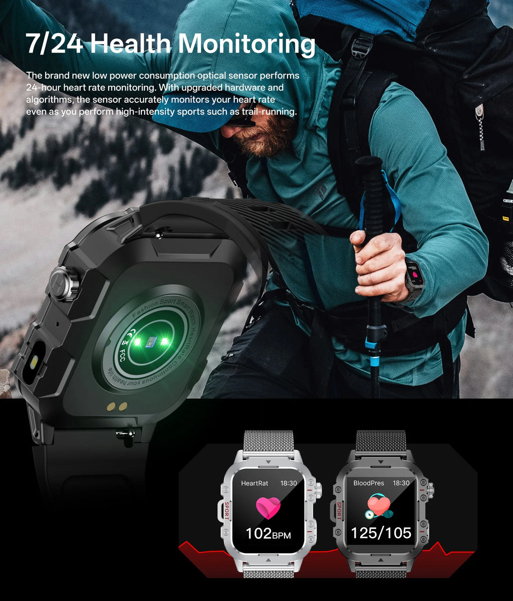 2025 New for Xiaomi Military Smart Watch Men IP67 3ATM Outdoor Sports Fitness Tracker Health Monitor 1.44Inch BT Call Smartwatch
