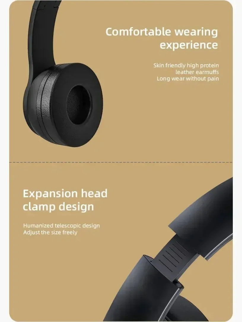 Multifunctional Portable Foldable Headmounted Wireless Bluetooth 5.0 Headset For Bluetooth connection TF Card Wired Connection