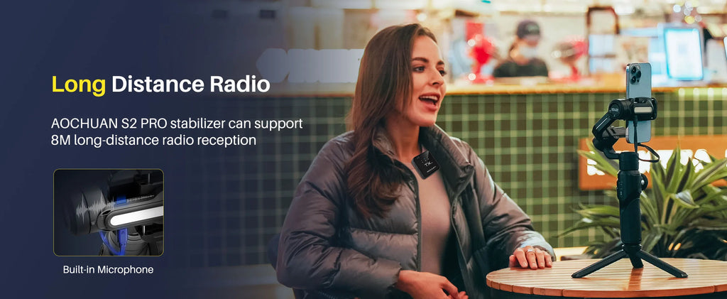 AOCHUAN Smart S2 Smartphone Gimbal Stabilizer with microphone Professional 3-axis Stabilizer For ipohne and Android Smartphone