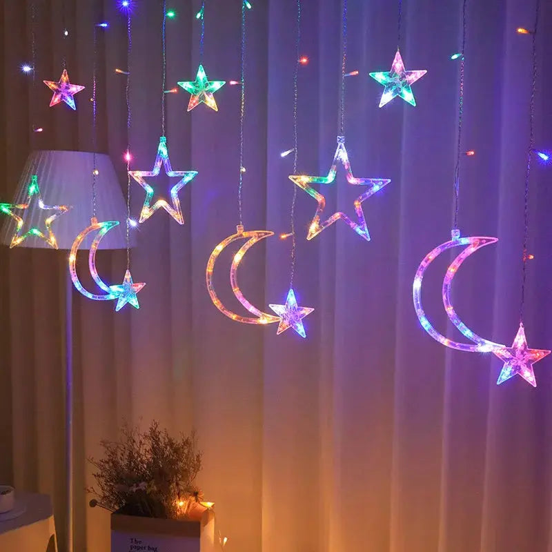 led star moon light LED Star Moon Curtain String Lights 3.5M italiatechs