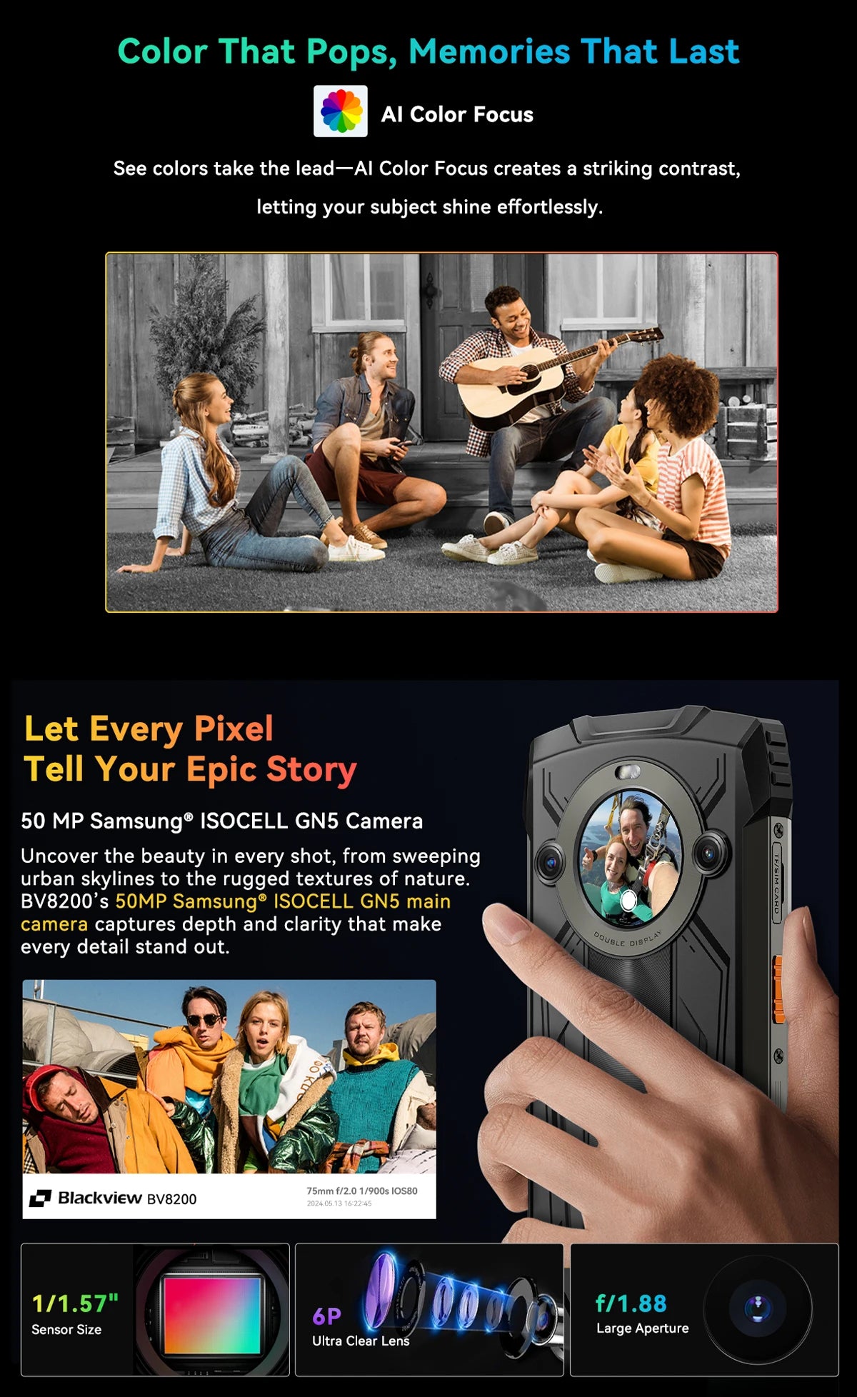 【World premiere】Blackview BV8200  Rugged phone 6.5" 2.4K 120Hz Display Helio G100 12GB 256GB NFC Flashlight Android 14 CellPhone