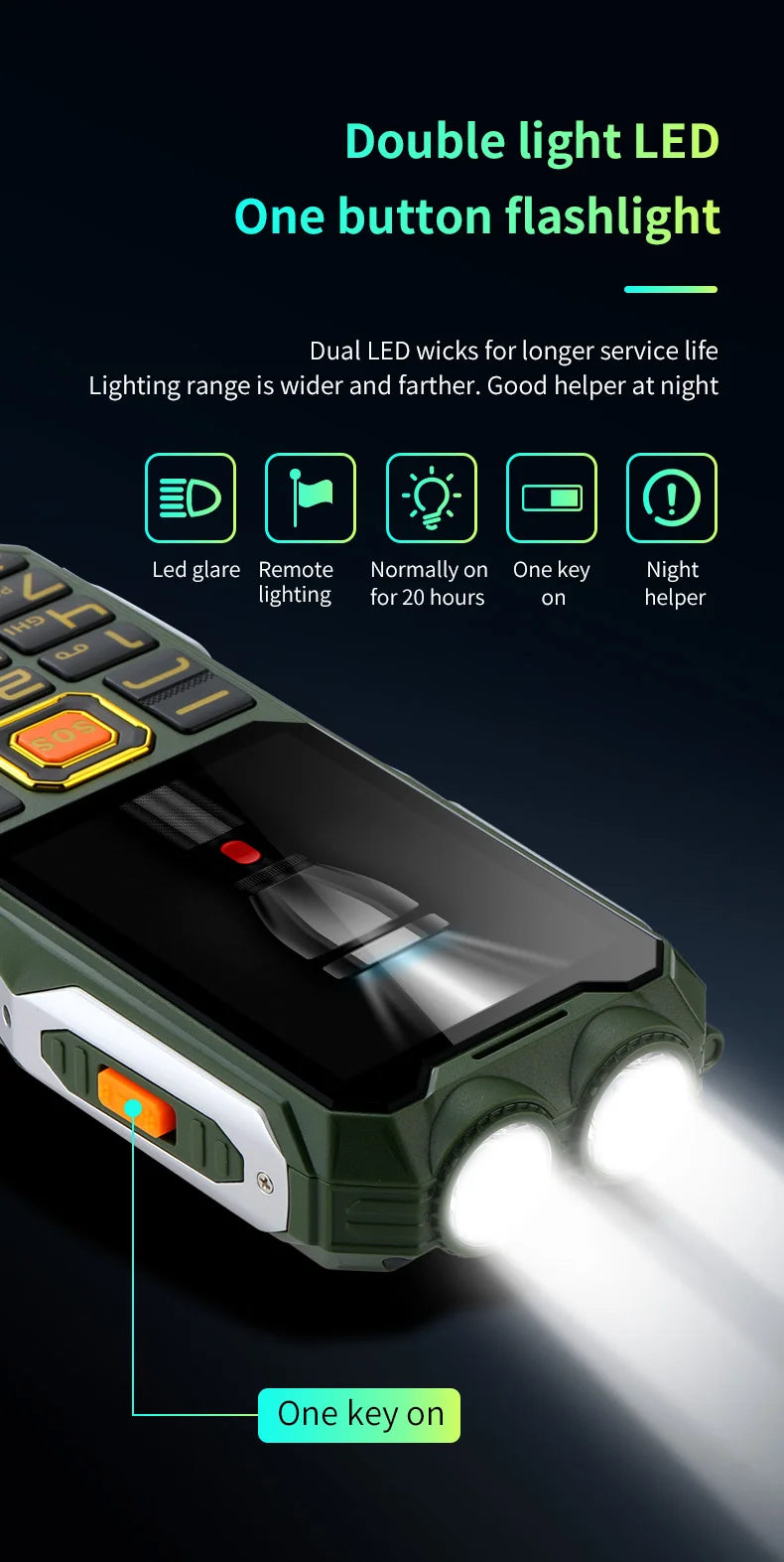 Q8 GSM 2G Rugged Mobile Phone Big Battery Double Flashlight 2.4inch HD Screen Dual Sim Large Button Cheap Cellphone For Elderly