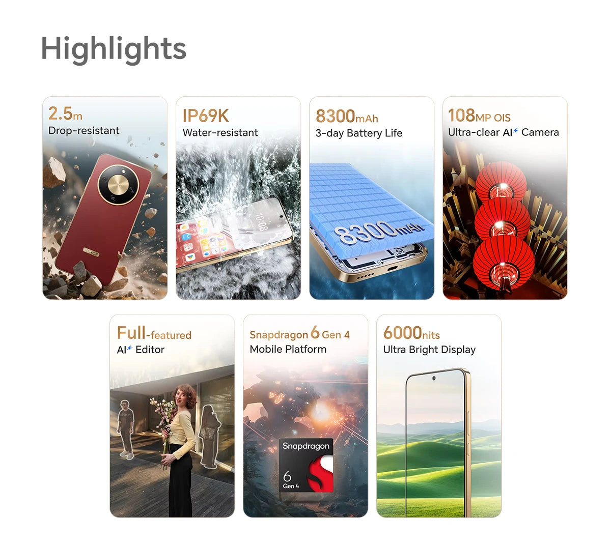 HONOR X9d 12GB+256GB Global Version 5G Smartphone 6.79'' 120Hz AMOLED Screen 108MP AI Main Camera 8300 mAh 66W Supercharging