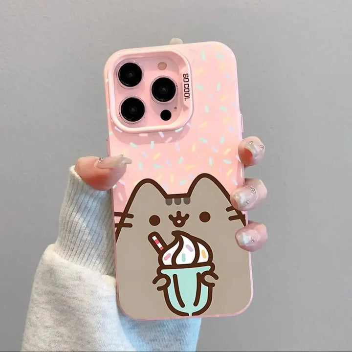 Kawaii P-Pusheen Phone Case – Shockproof Matte Cover for iPhone 11–16 italiatechs