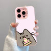 Kawaii P-Pusheen Phone Case – Shockproof Matte Cover for iPhone 11–16 italiatechs