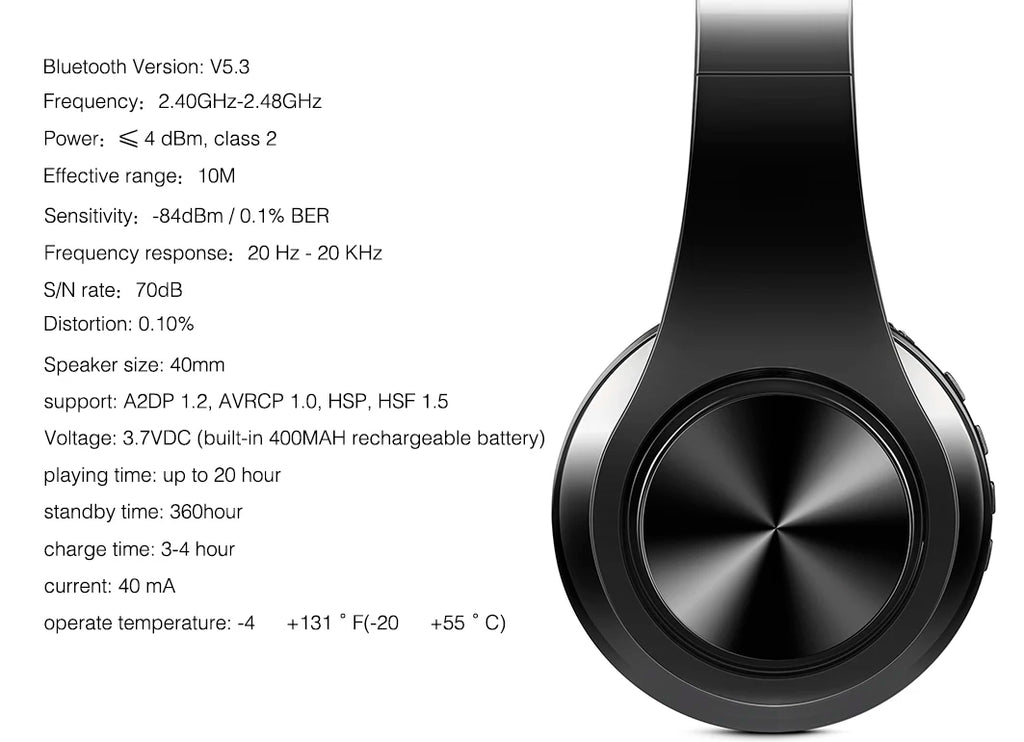 Men Gift Gold Wireless Headphones Bluetooth Earphone Stereo Headset Game with Build-in MIC with Universal for Android and iOS