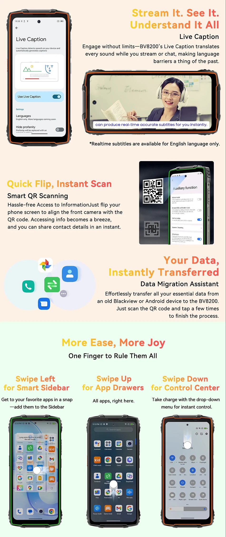 【World premiere】Blackview BV8200  Rugged phone 6.5" 2.4K 120Hz Display Helio G100 12GB 256GB NFC Flashlight Android 14 CellPhone
