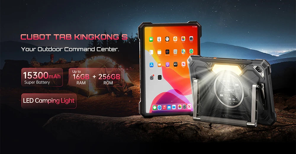 Tablet Android 15 Cubot TAB KingKong S, 15300 mAh Battery, 16GB(6+10), 256GB, 10.1-Inch 90Hz Display, Camping Light, 48MP Camera