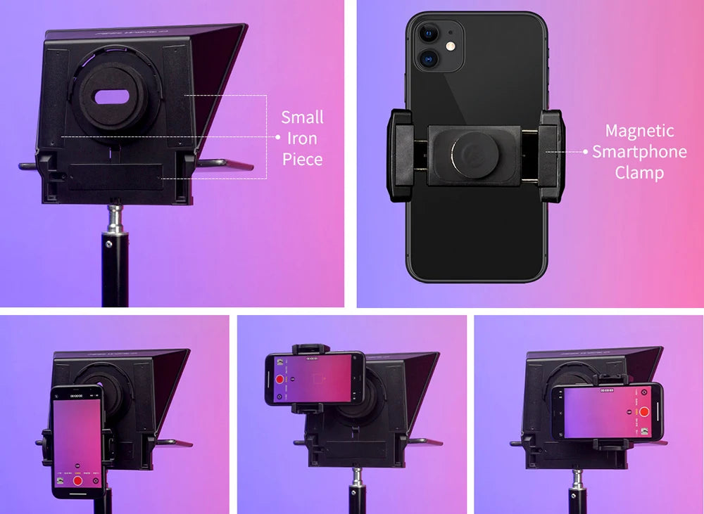 FEELWORLD Mini Teleprompter TP2A 8 inch Portable Supports Under 8"  Smartphone Tablet Prompting Smartphone DSLR Camera Bluetooth