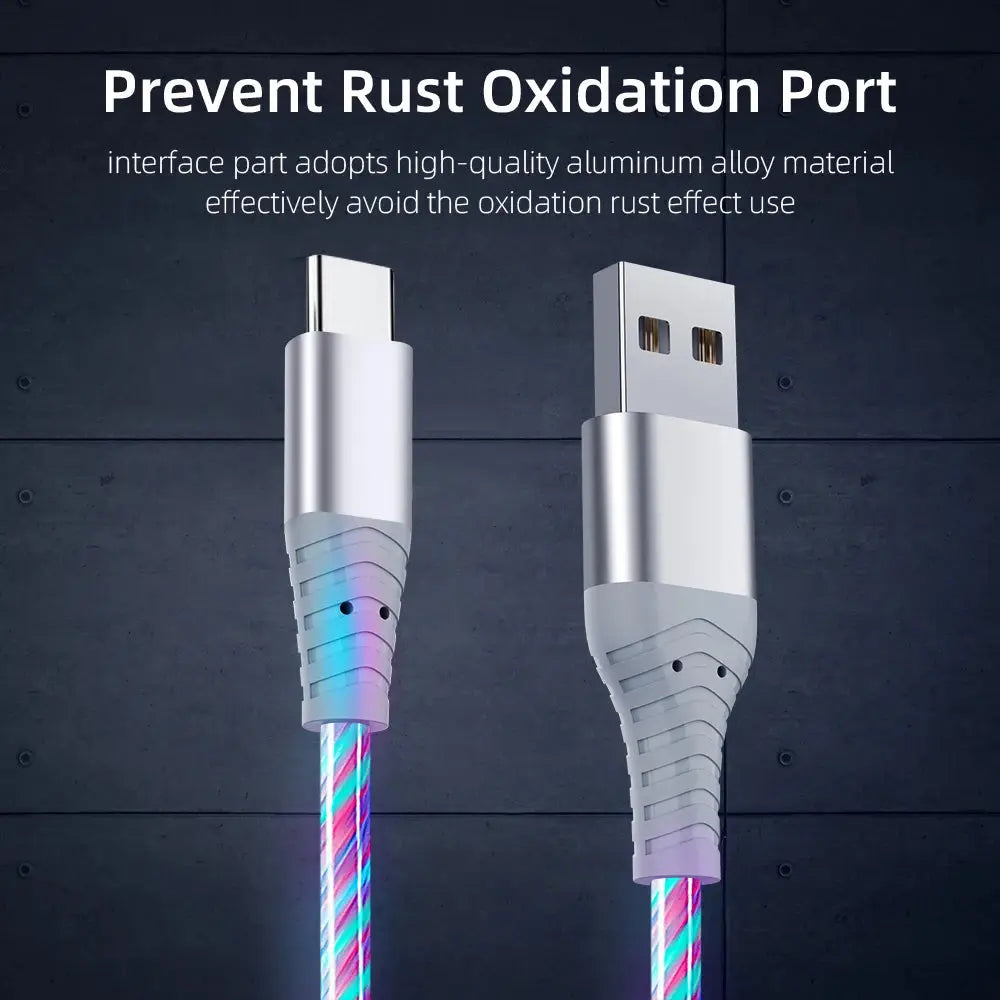 fast charging usb cable – Micro USB & Type-C Flowing Light Cable italiatechs