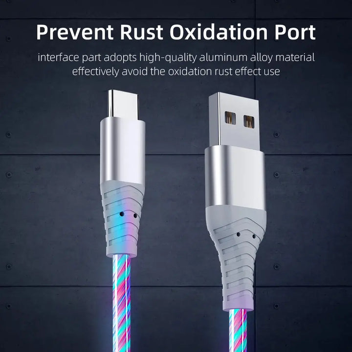 fast charging usb cable – Micro USB & Type-C Flowing Light Cable italiatechs